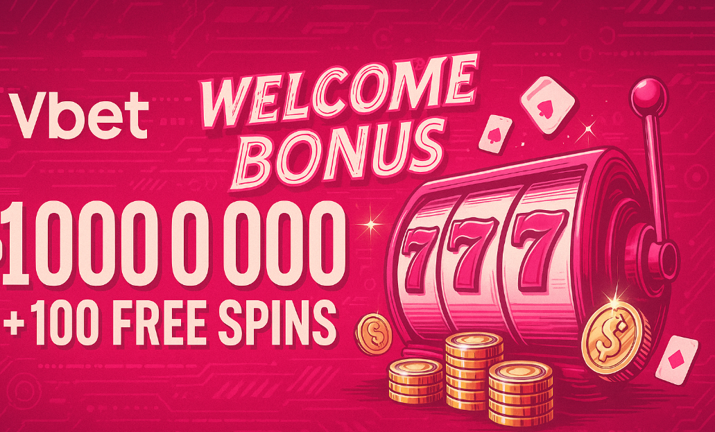 Банер вітального бонусу до 1 000 000 для нових гравців Vbet
